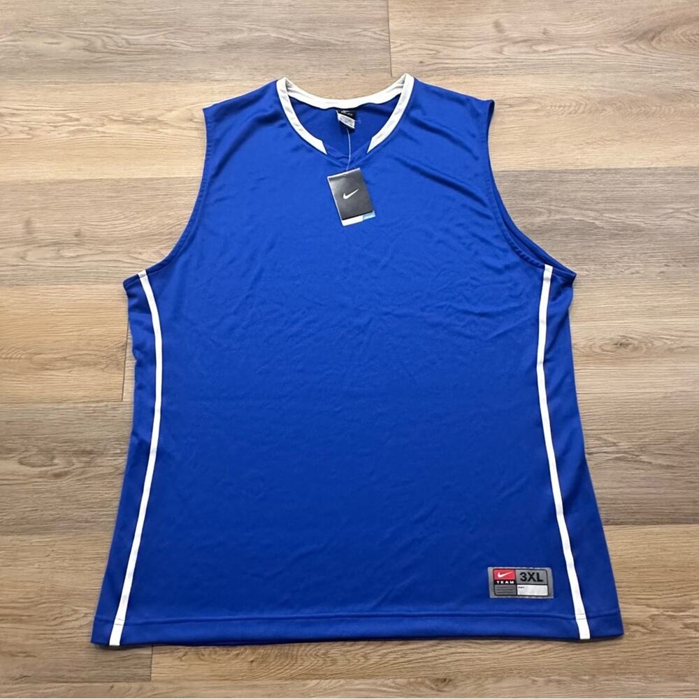 NWT Vintage 90s Nike Mens 3XL Blue & White Basketball Tank Y2K Deadstock